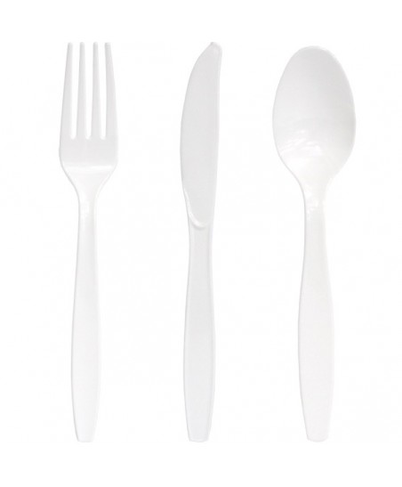 18 White Cutlery