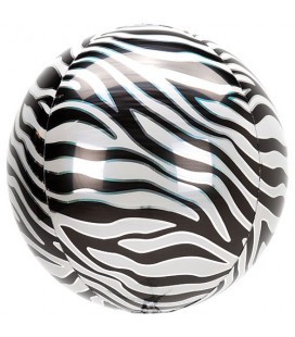 Zebra Sphere Orbz Foil Balloon