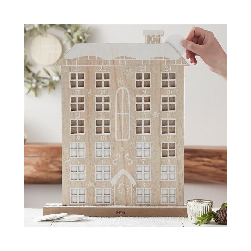 Wooden Reusable Advent Calendar House