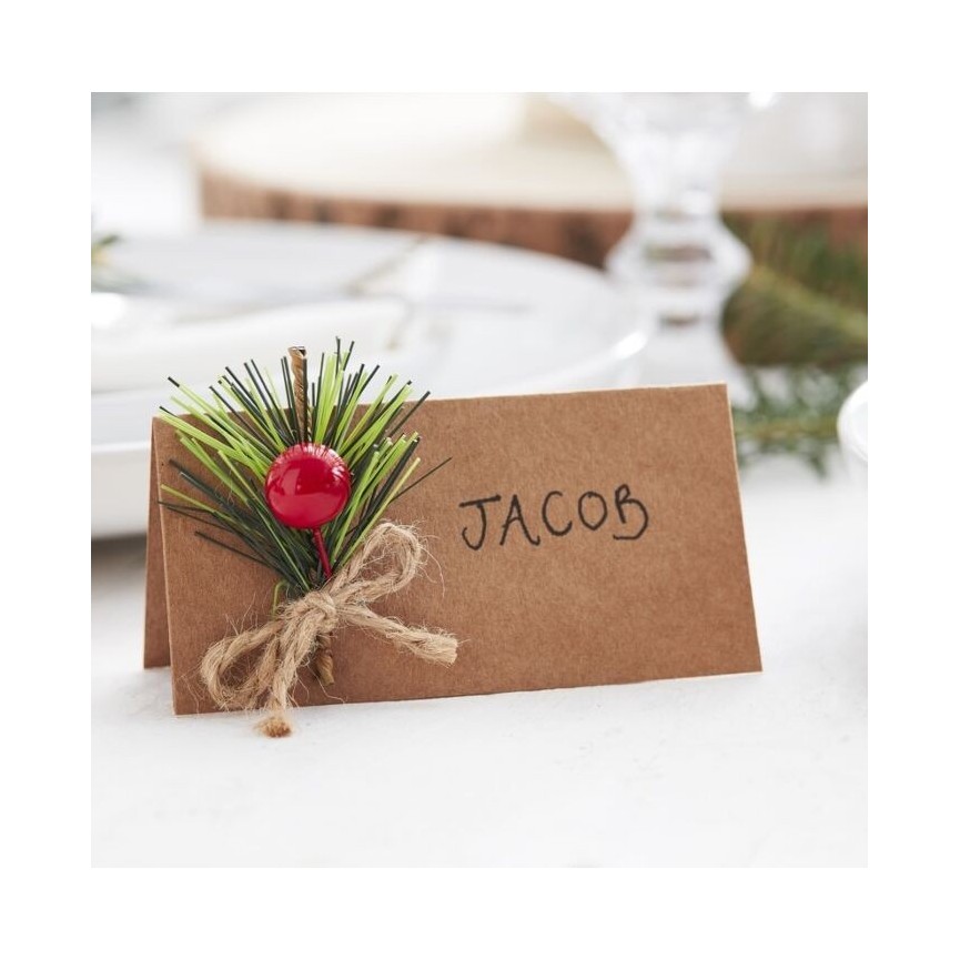 Kraft Christmas Place Cards with Foliage