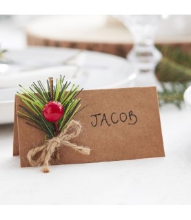 Kraft Christmas Place Cards with Foilage