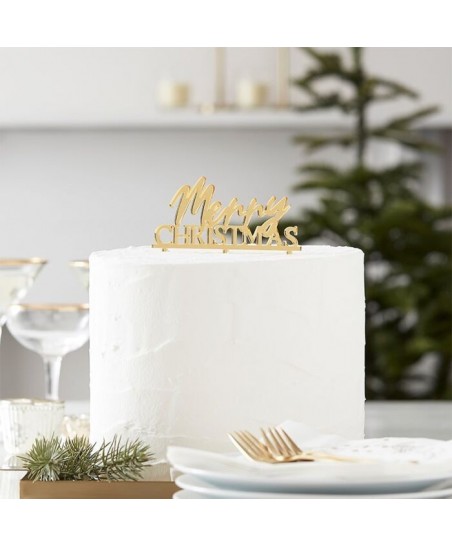 Gold Merry Christmas Acrylic Cake Topper