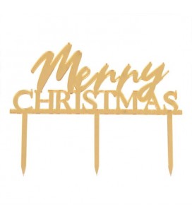 Gold Merry Christmas Acrylic Cake Topper