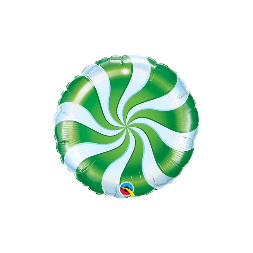 Candy Cane Swirl Green Foil Balloon