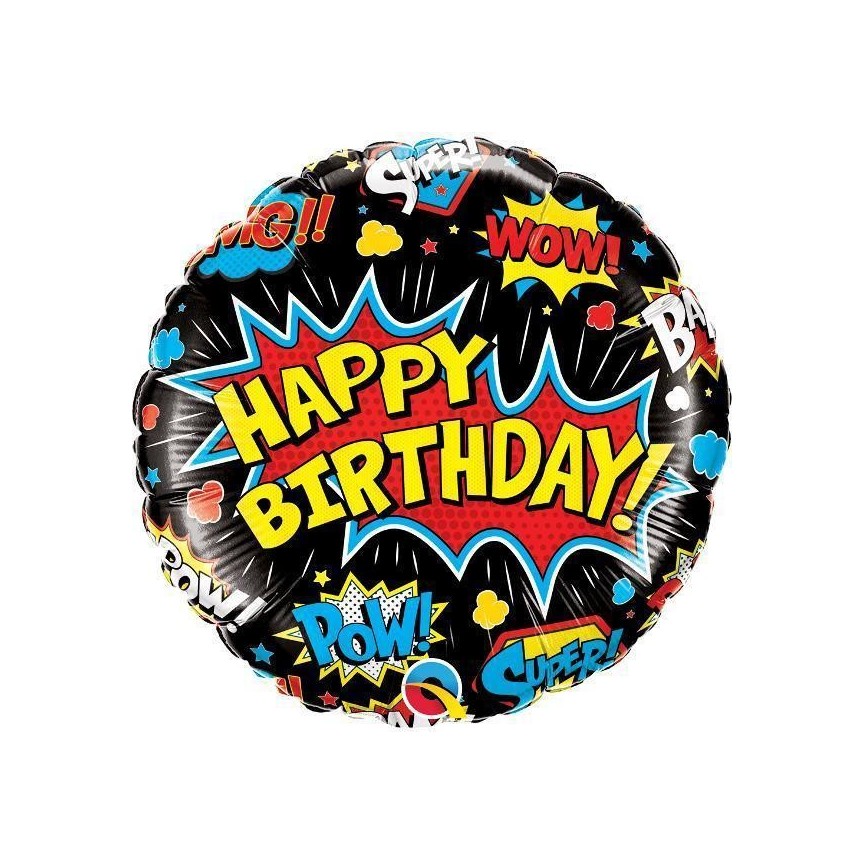 Super Hero Birthday Folienluftballon Happy Birthday