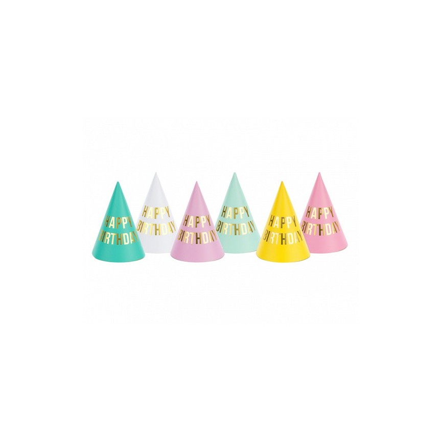 6 Happy Birthday Mix Party Hats