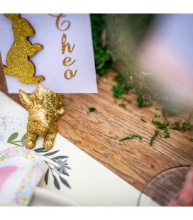 2 Gold Glitter Bunny Place Cards Holders