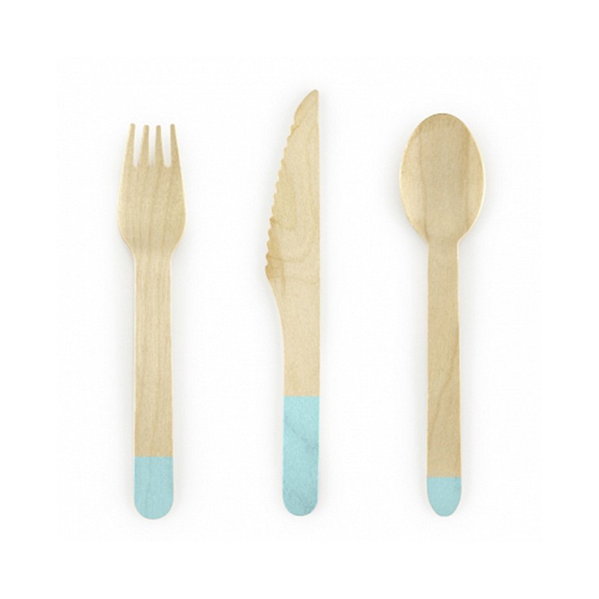 18 Wooden Cutlery Mint Green