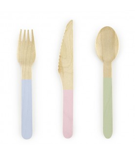 18 Wooden Cutlery Mix