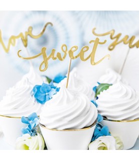 6 Cupcake Toppers Love Yum Sweet Or