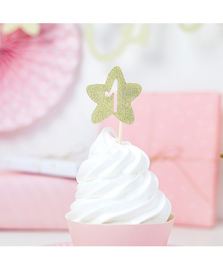 6 Cupcake Toppers Etoile Or "One"