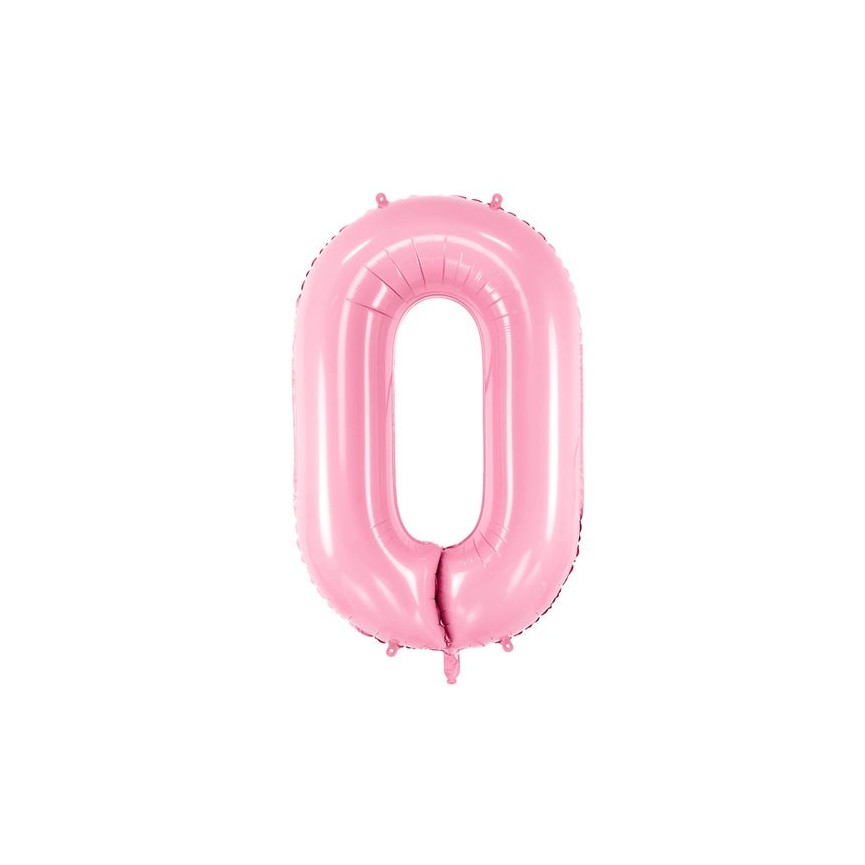 Pastel Pink Mylar Ballon Number 0