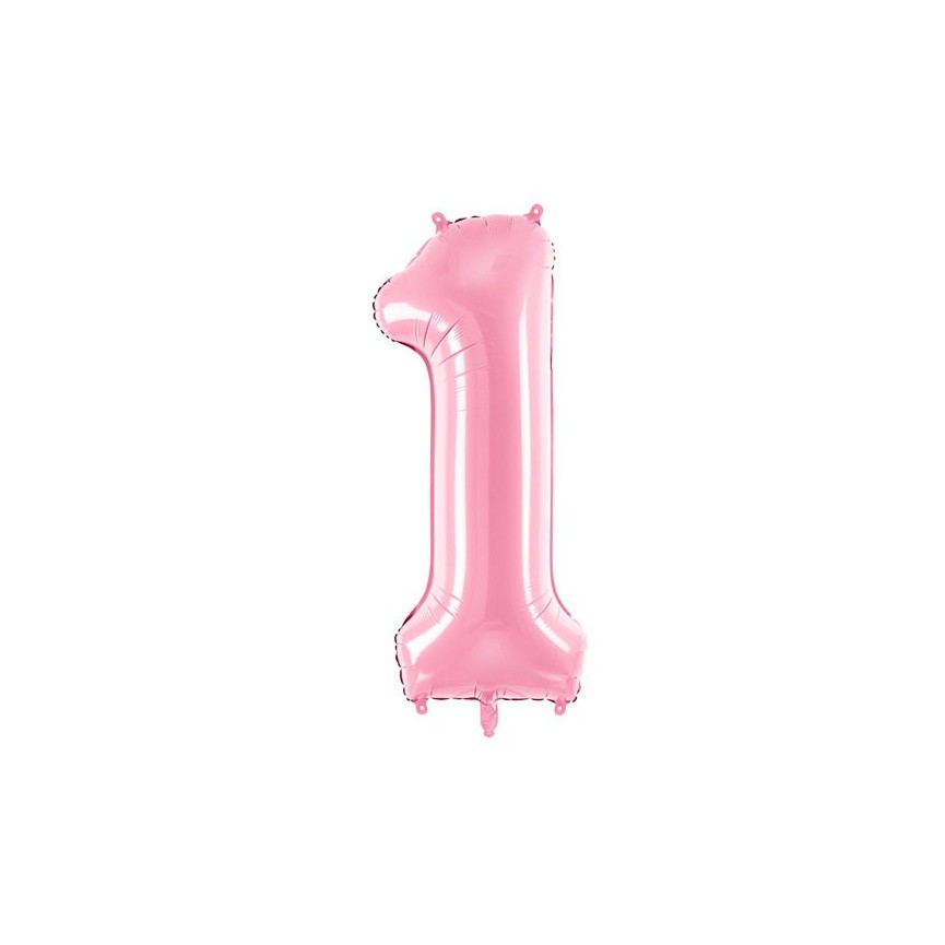 Ballon Mylar Rose Pastel Chiffre 1