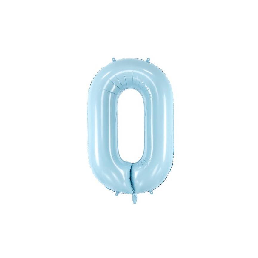 Ballon Mylar Bleu Pastel Chiffre 0