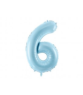 Ballon Mylar Bleu Pastel Chiffre 6