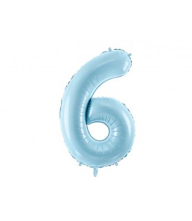 Ballon Mylar Bleu Pastel Chiffre 6
