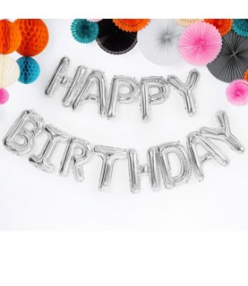 Happy Birthday Silber Buchstaben Folienluftballons