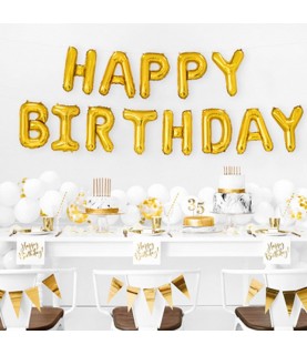Happy Birthday Gold Letters Mylar Balloons
