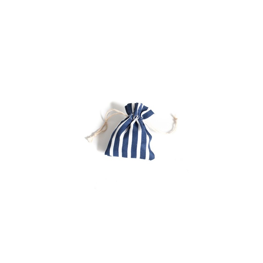 5 Cotton Pouches - Navy Striped