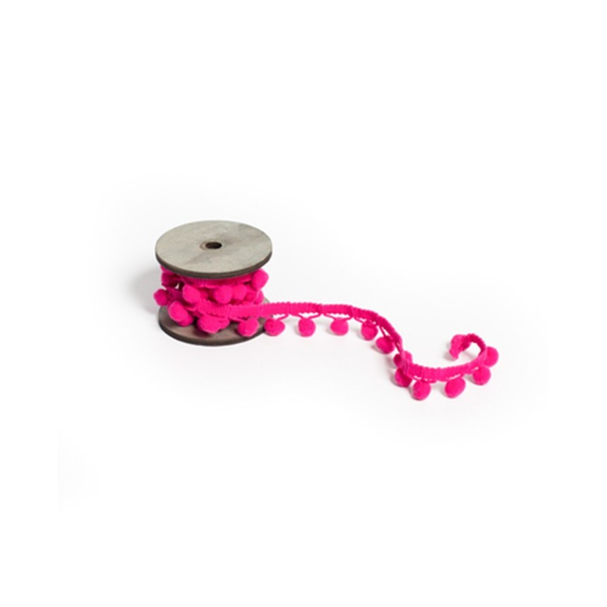 Peru Pompom Ribbon - Fuschia