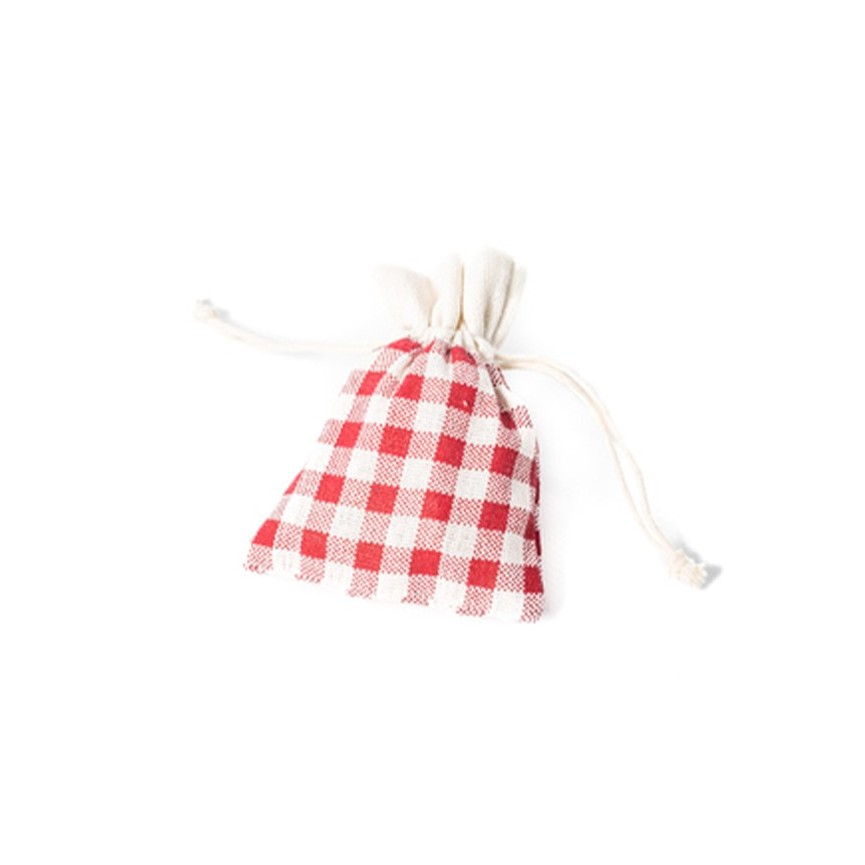 5 Linen Pouches - Red Gingham