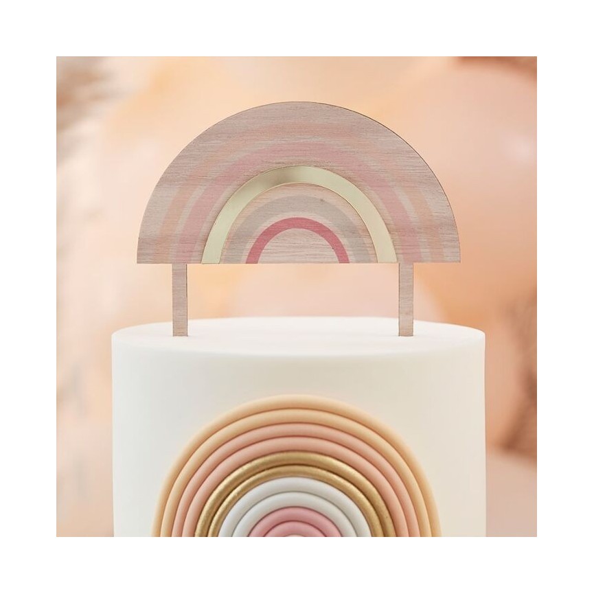 Wooden & Acrylic Rainbow Cake Topper